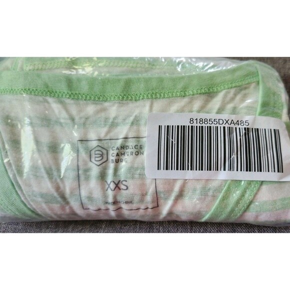 Candace Cameron Bure Sunkissed Linen Blend Green Striped V Neck Tank Dress XXS - Picture 5 of 7